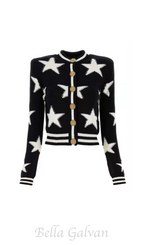 Flowering Girl Women Star Jacquard black Cardigan