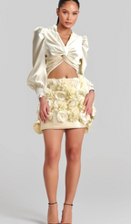 Flowering Girl Women Nouria white faux-flower twist cropped top