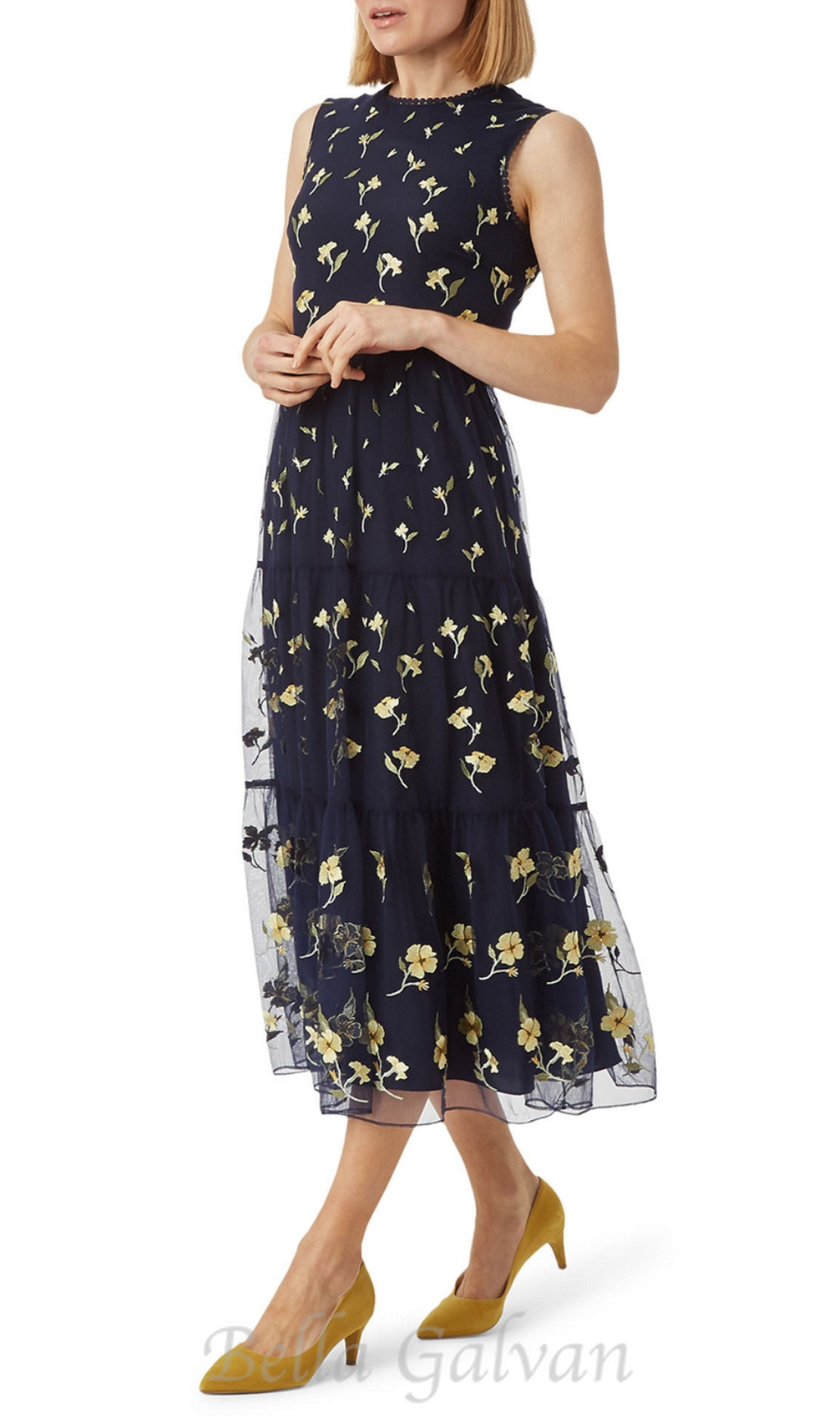 Flowering Girl Women Bethany floral print midi Dress in black