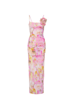 Flowering Girl Women molly Floral Appliqué Print Maxi Dress in pink