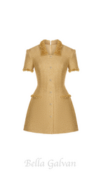 Flowering Girl Women gold embellished mini dress