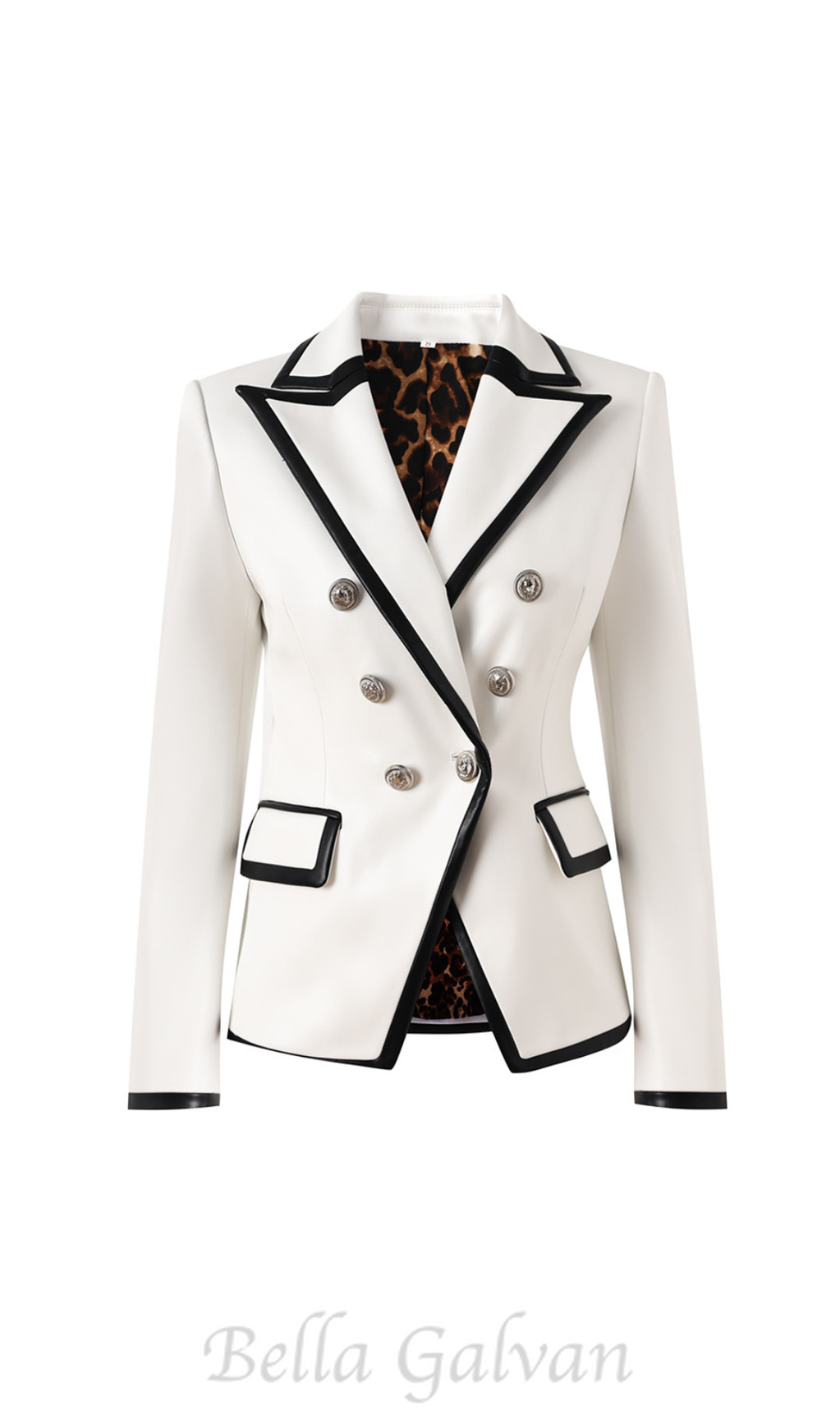Flowering Girl Women Pu Leather Rhinestone Bottom Blazer in white