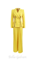 Flowering Girl Women Yellow Double Breasted Pantsuit