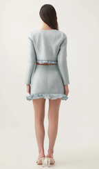 Flowering Girl Women Viviane ruffled tweed blazer & skirt matching set