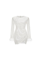 Flowering Girl Women Sequined Feather Mini Dress In White