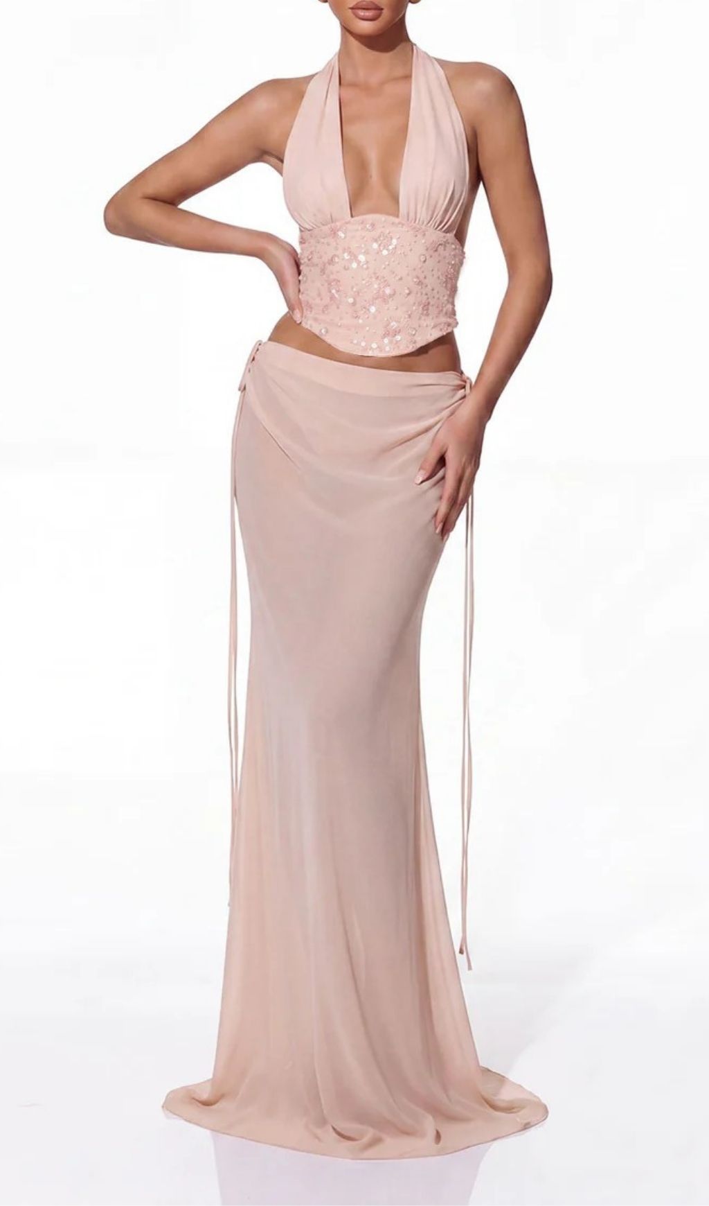 Iverik Halterneck Sequin Skirt Set
