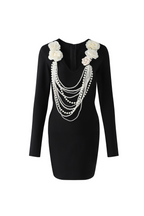 Flowering Girl Women alisa pearl flower embellished bandage mini dress in black