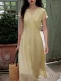 lauren Elegant V-Neck Waisted Dress