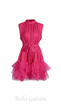Flowering Girl Women half-high-neckline tulle mini dress in pink