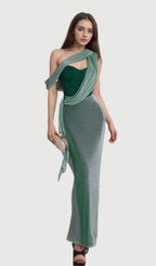Flowering Girl Women alma Emerald Green Halter Strap Maxi Dress