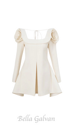 Flowering Girl Women flower square neckline mini dress in apricot