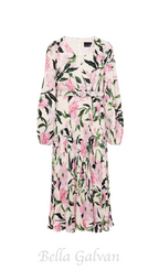 Flowering Girl Women multi-coloured penny floral pleat midi dress