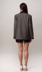 Flowering Girl Women Dianthe grey lace-panel blazer