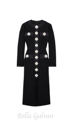 Flowering Girl Women Crystal embellished satin-trimmed crepe midi dress in black