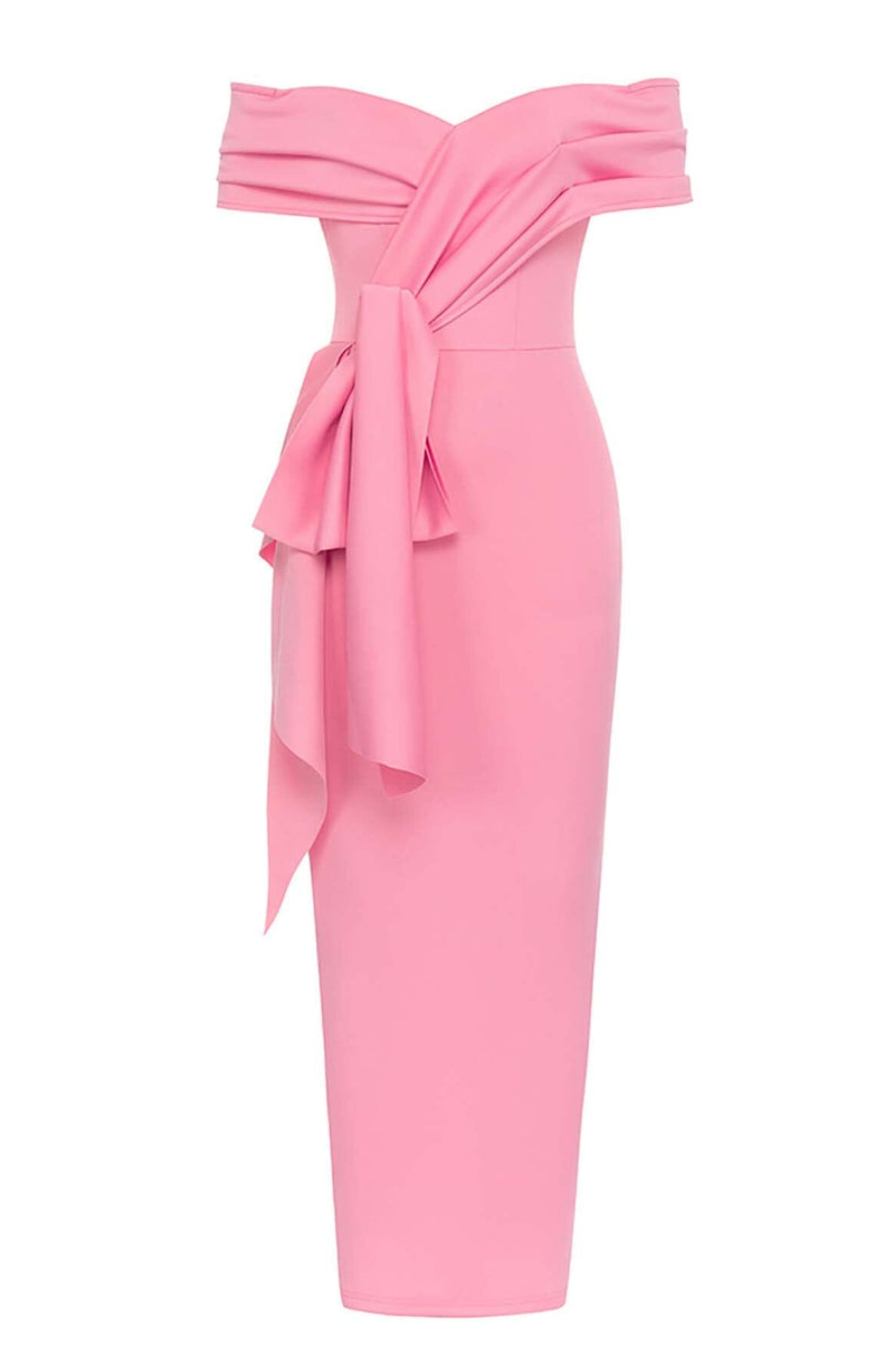 Flowering Girl Women Off Shoulder Side Split Midi Dress In Pink