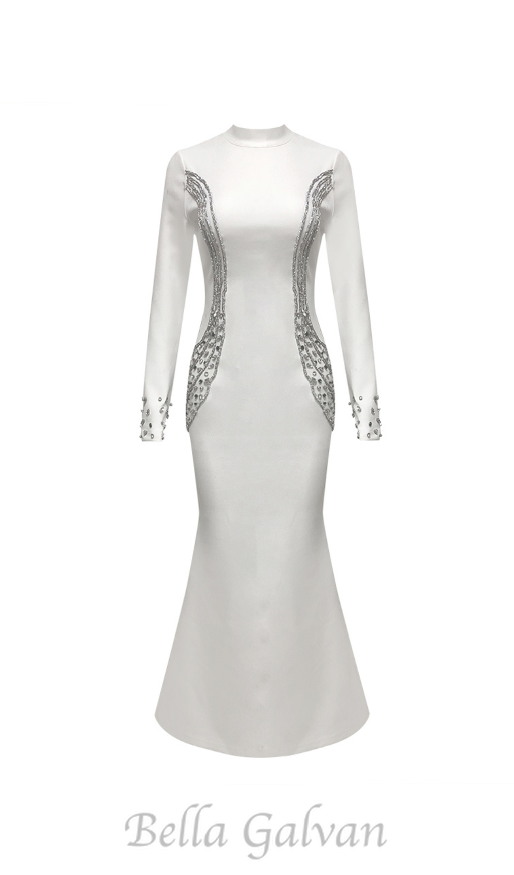 Flowering Girl Women Ashley crystal embellished bodycon maxi dress in white