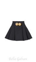 Flowering Girl Women Asina Gold Buttoned Mini Skirt in Black