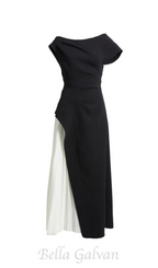 Flowering Girl Women yvette one-shoulder pleated maxi dress in black