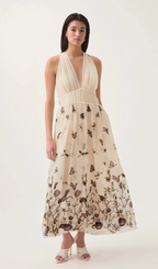 Flowering Girl Women Joséphine halterneck butterfly-motif tulle midi dress