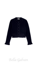 Flowering Girl Women Velvet-texture cropped knitted cardigan in noir