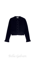 Flowering Girl Women Velvet-texture cropped knitted cardigan in noir