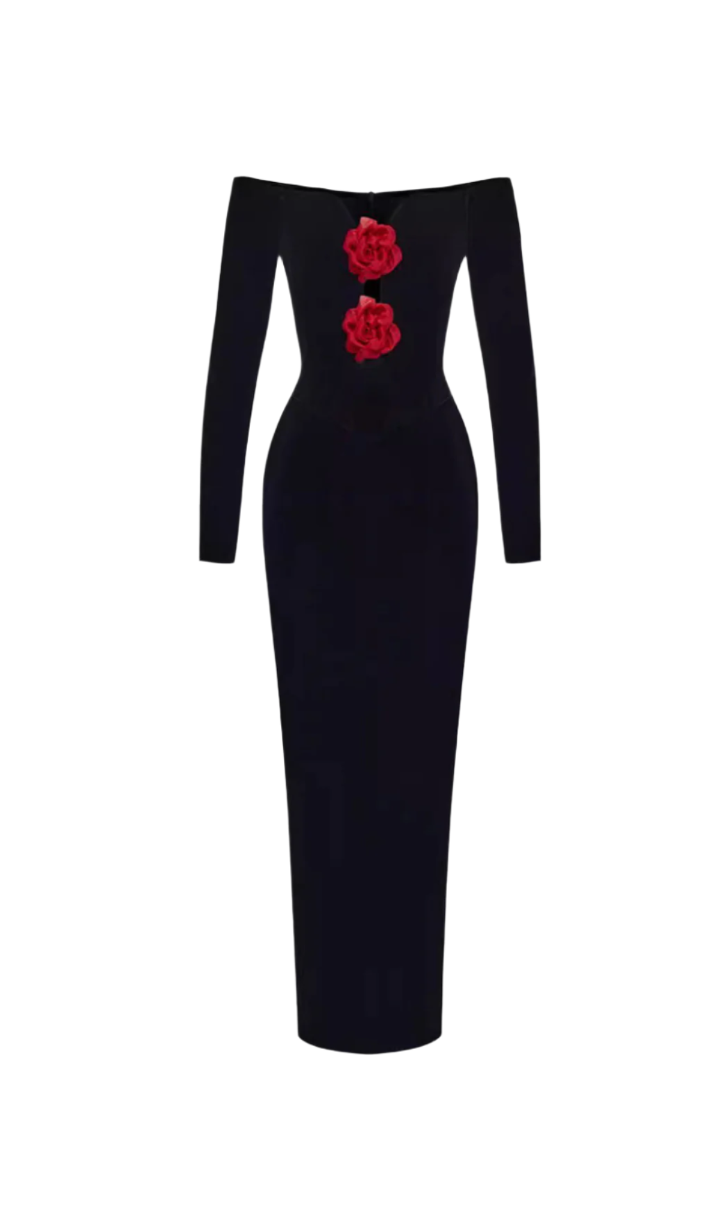 Flowering Girl Women Zanna Off Shoulders Flowers Velvet Maxi Dress In Black