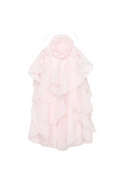 Flowering Girl Women lorraine Halter Floral Ruffle Layered Mini Dress in Pink