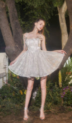 Flowering Girl Women Teela Diamante Bow Mesh Mini Dress