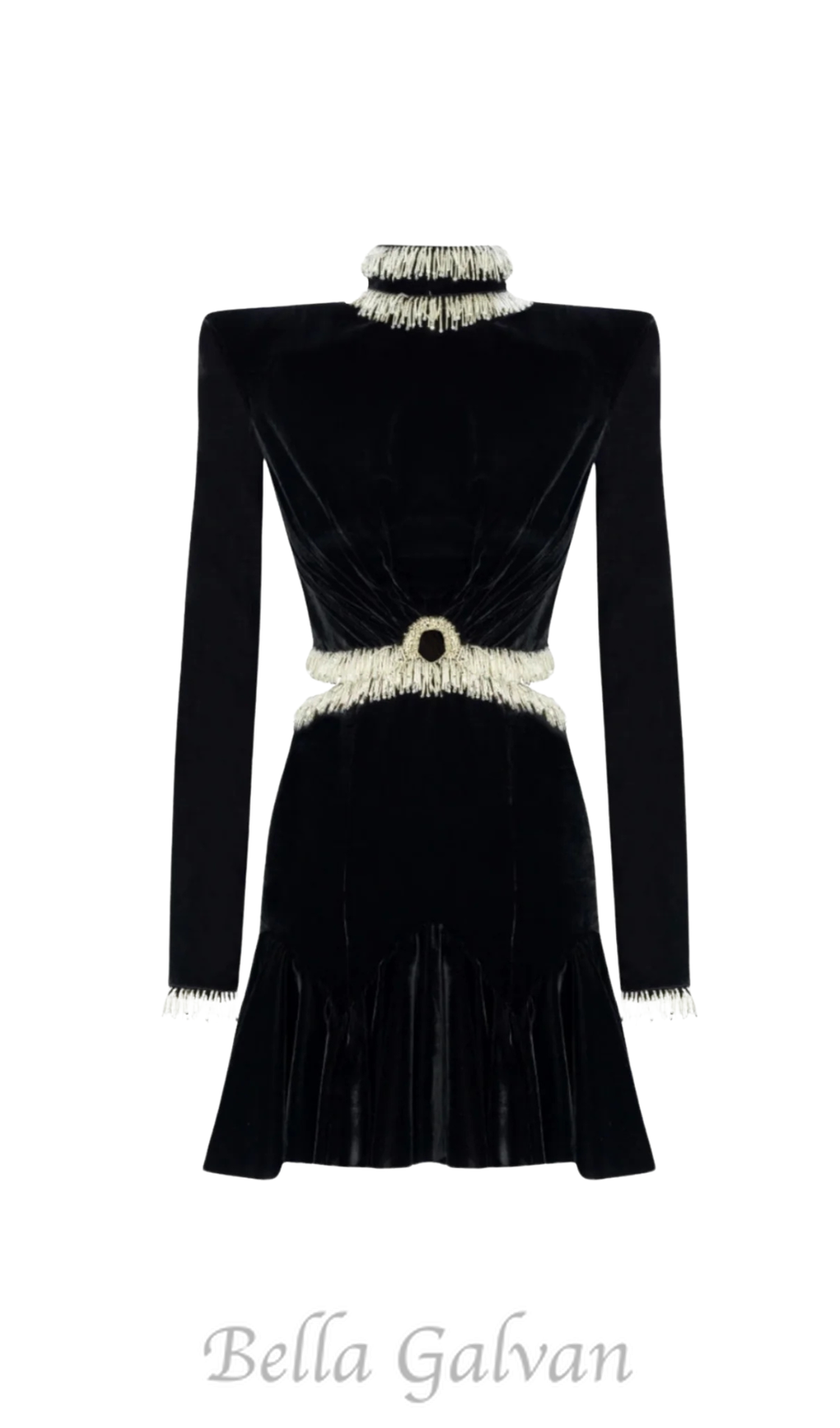 Flowering Girl Women Ishika Bead-Embellished Velvet Cutout Mini Dress