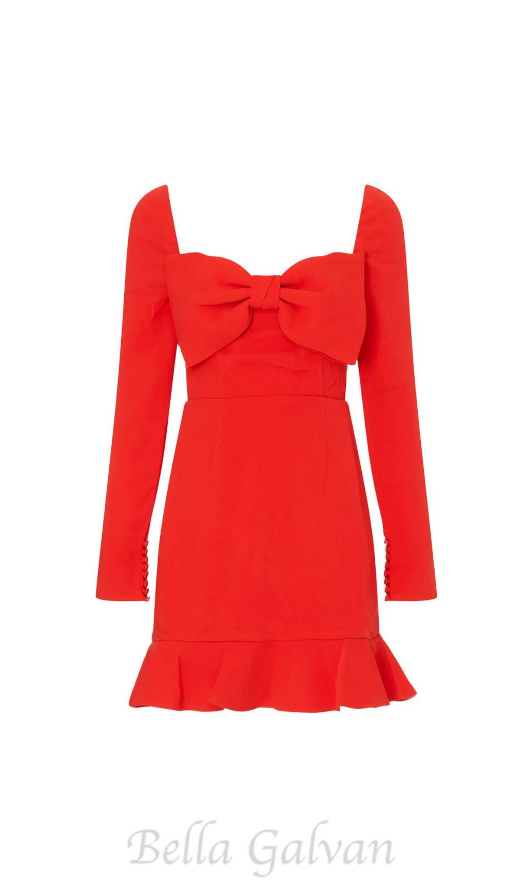 Flowering Girl Women Bow Crepe Mini Dress in red