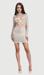 Flowering Girl Women adora Vicky Cutout Sequin Rhinestone Mini Dress