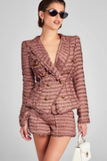 Flowering Girl Women FRINGE KNITTED BLAZER IN BROWN