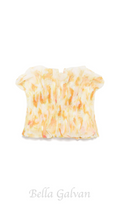 Flowering Girl Women print ruffle trim top in yellow