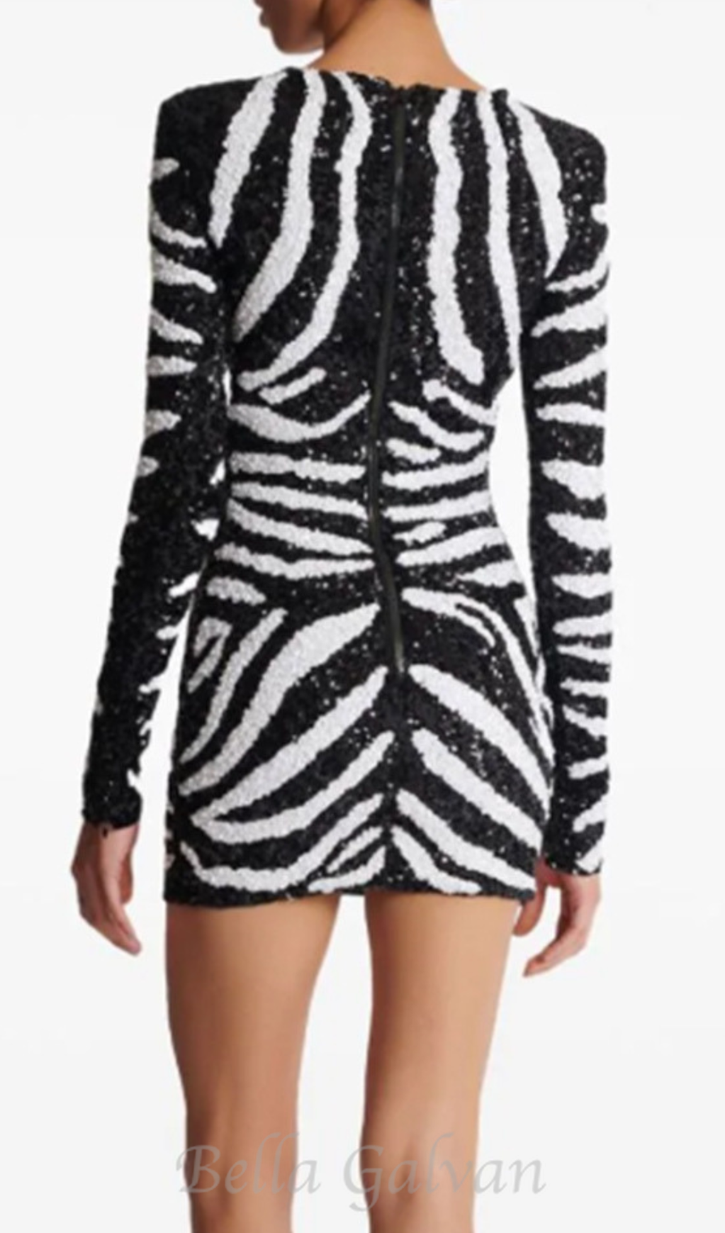 Flowering Girl Women Short two-tone zebra sequin mini dress