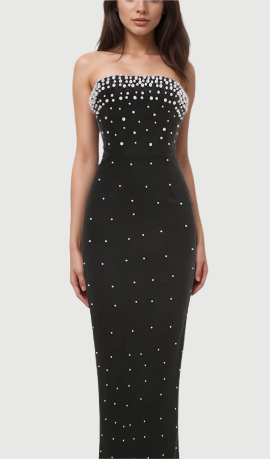 Flowering Girl Women pearl-embellished strapless gown in black