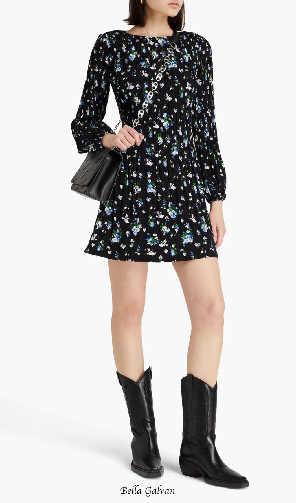 Flowering Girl Women Floral-print plissé-crepe mini dress