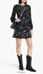 Flowering Girl Women Floral-print plissé-crepe mini dress