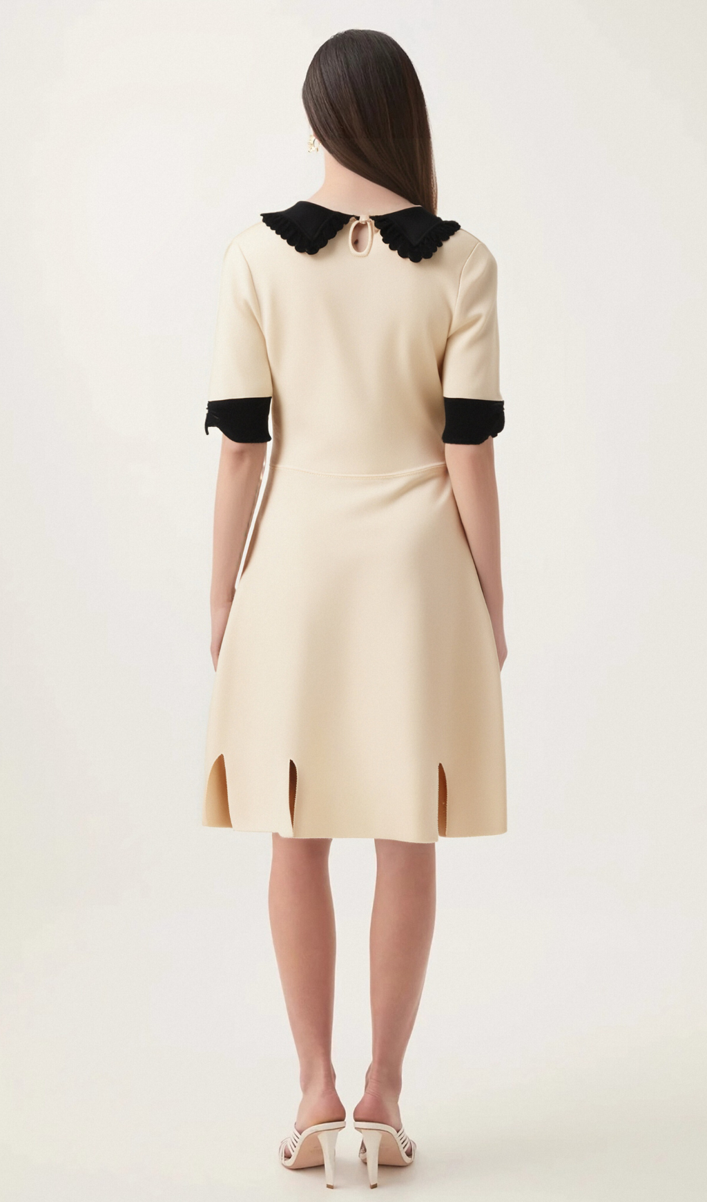 Flowering Girl Women Andréa white split-hem knitted mini dress