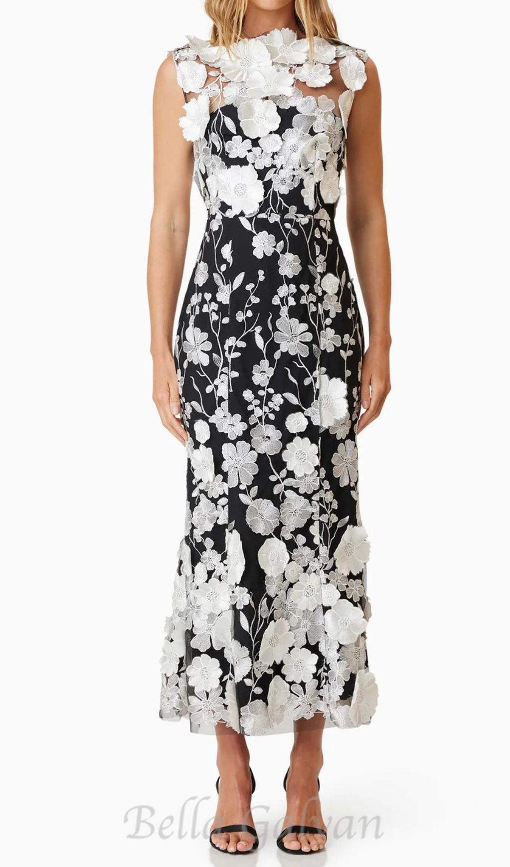 Flowering Girl Women Selene Cocktail Midi Dress in Black