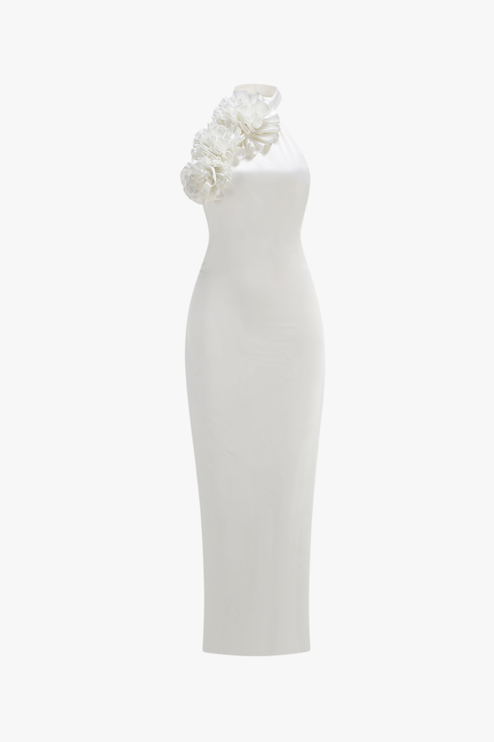 Flowering Girl Women sherry Halterneck Floral Applique Maxi Dress in white