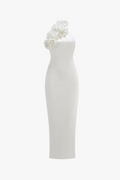 Flowering Girl Women sherry Halterneck Floral Applique Maxi Dress in white