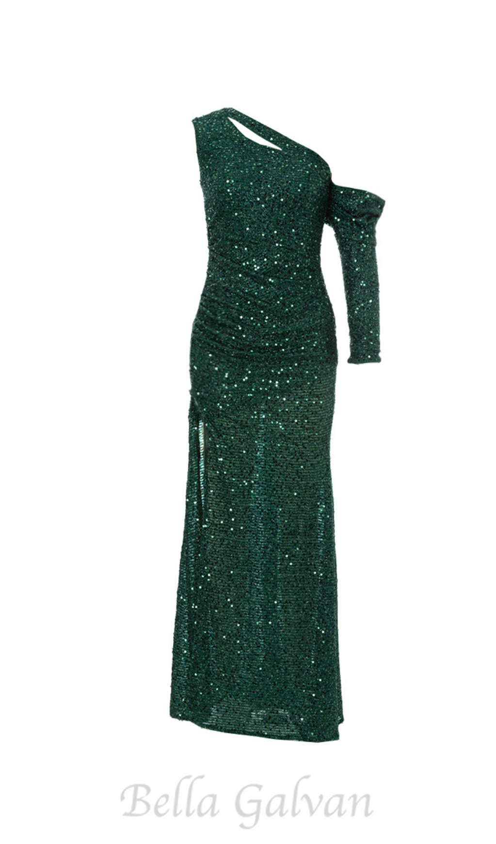 Flowering Girl Women Asymmetric sequin cut out maxi dress in green