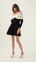 Flowering Girl Women Justine black off-shoulder bow knit mini dress