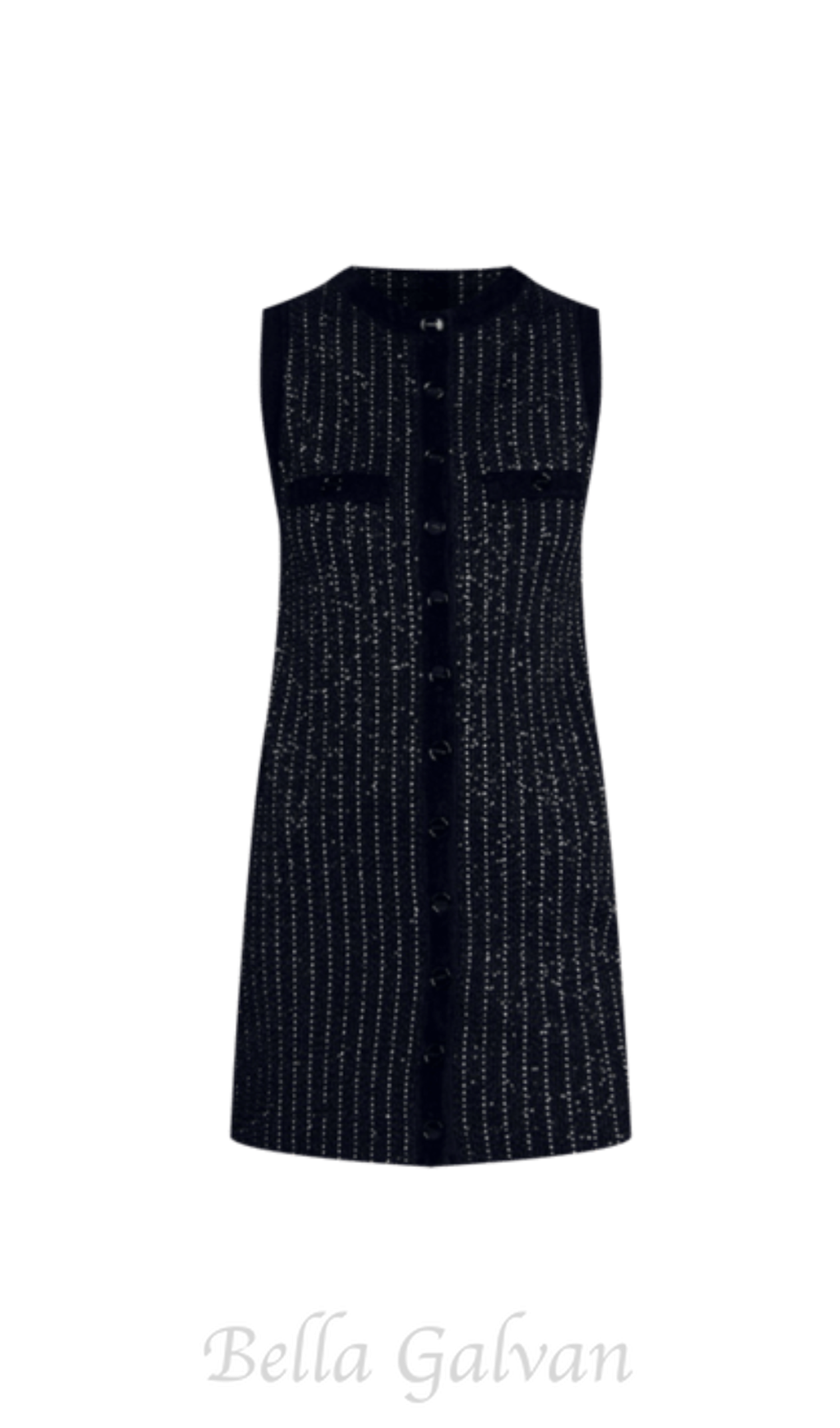 Flowering Girl Women mini dress in black with stripe Embellished
