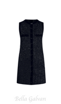 Flowering Girl Women mini dress in black with stripe Embellished