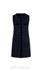 Flowering Girl Women mini dress in black with stripe Embellished