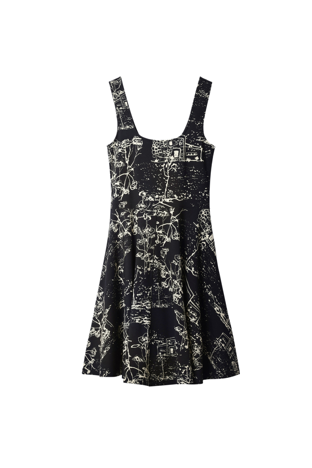 Flowering Girl Women Strappy Skater mini Dress in black