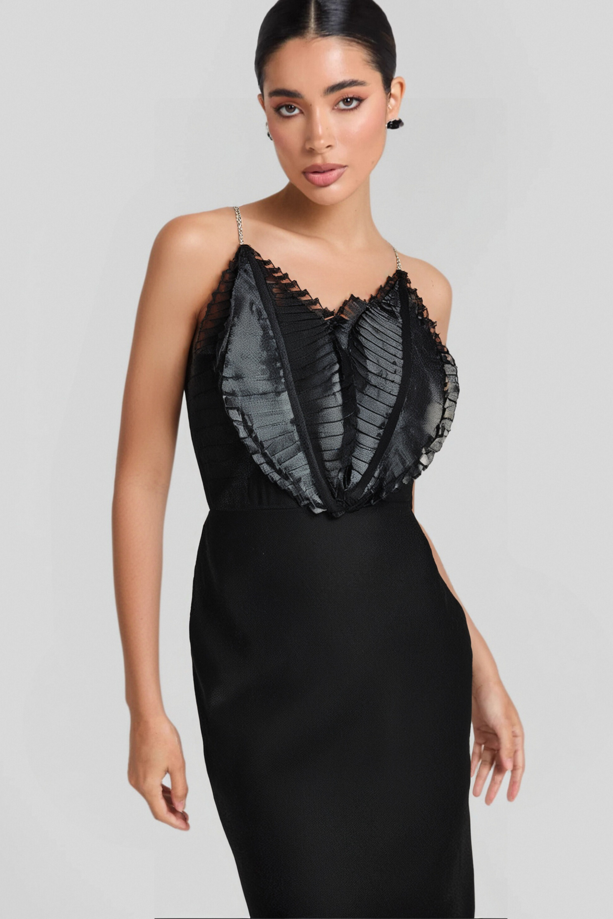 Flowering Girl Women Black Strapless Leaves Corset Midi Bandage Dress