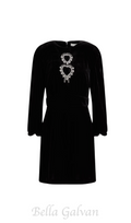 Flowering Girl Women Cutout crystal-embellished velvet mini dress in black