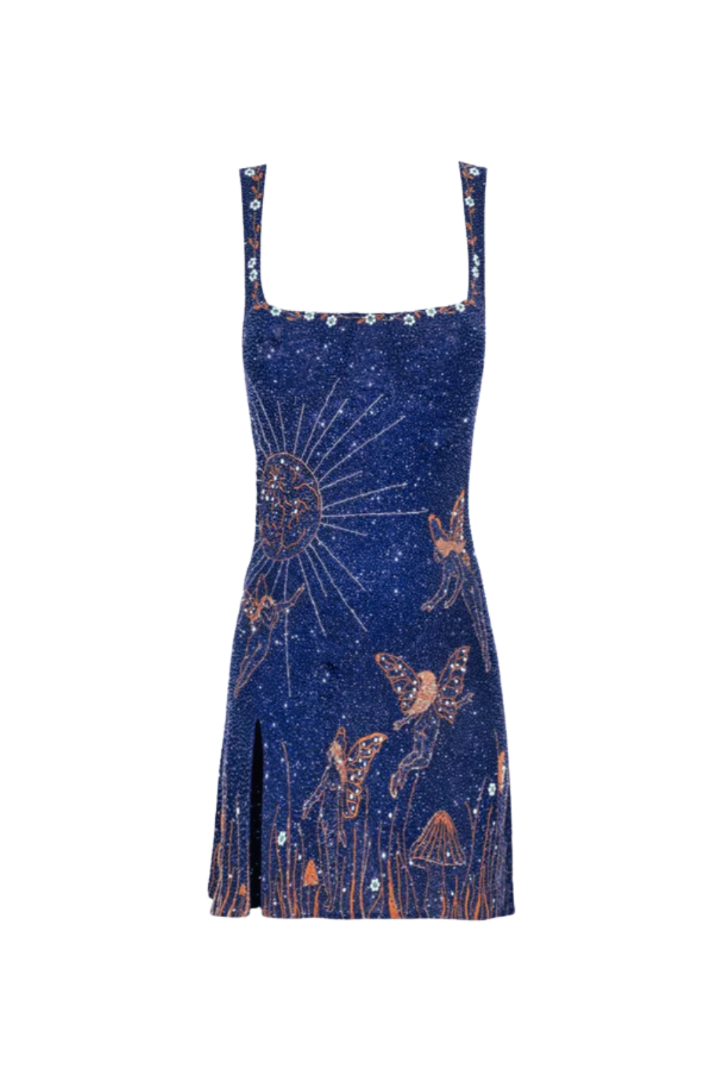 Flowering Girl Women Sylvia Rhinestone Embellished Sky Mini Dress in blue